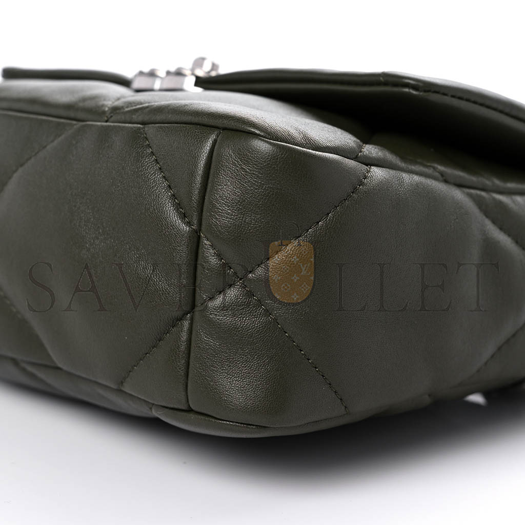 CHANEL LAMBSKIN QUILTED CHANEL 19 FLAP KHAKI AS1160 (26*16*9cm)